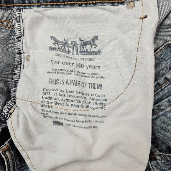 Levis 569 Jeans Mens 38x32 Blue Loose Straight Leg Denim Medium Wash Distressed - Picture 6 of 8